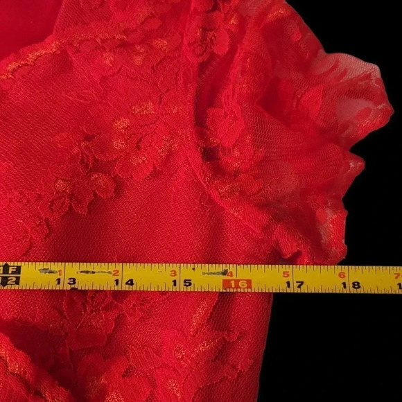 TAHARI Red Lace A-line Dress Arthur S. Levine Sz 4 Red Short Sleeve Party - Picture 11 of 16